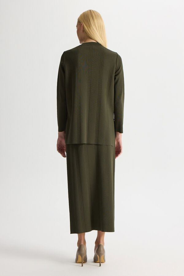 Düğmeli Klasik Triko Ceket Haki - 2