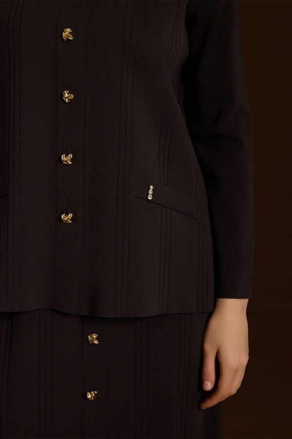 Buttoned Classic Knit Jacket - 2