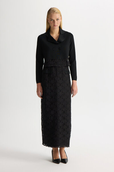 Dantel Detaylı Ceket Siyah - MISS DALIDA