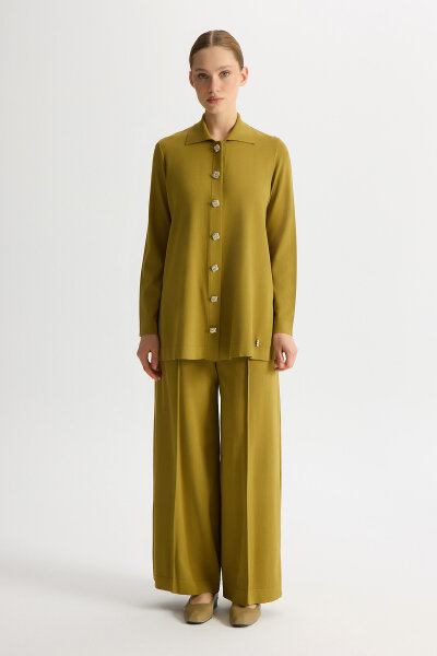 Düğmeli Şık Triko Ceket Amber - 1