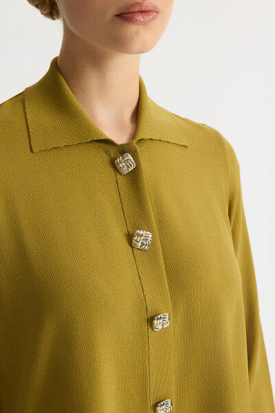 Stylish Buttoned Knit Jacket - 2