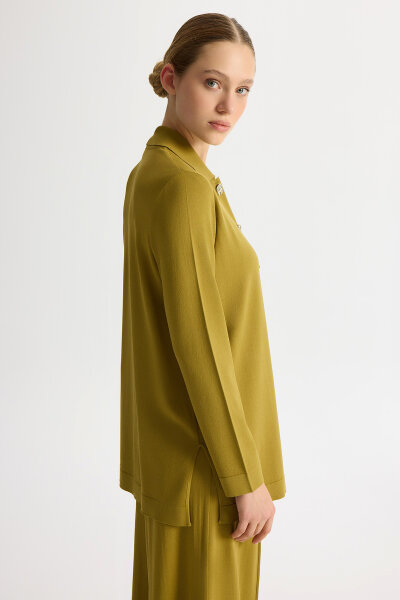 Stylish Buttoned Knit Jacket - 3