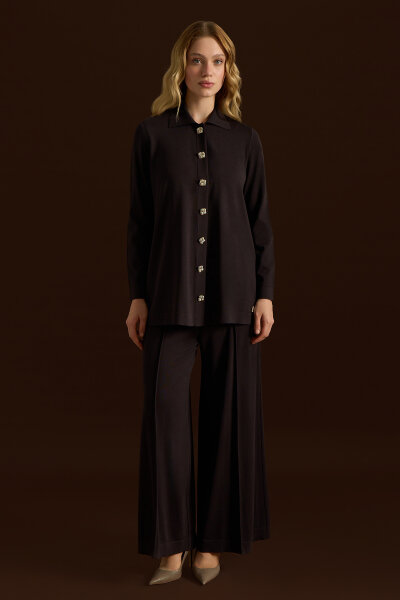 Stylish Buttoned Knit Jacket - 4