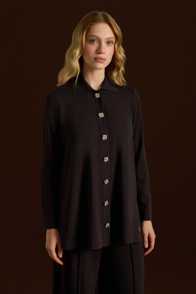 Stylish Buttoned Knit Jacket - MISS DALIDA