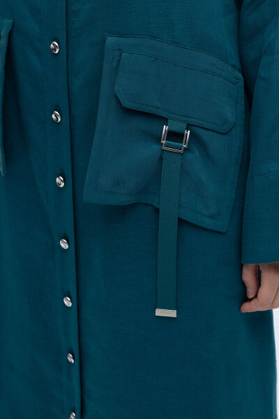 Düğmeli Uzun Keten Kap North Sea - 3