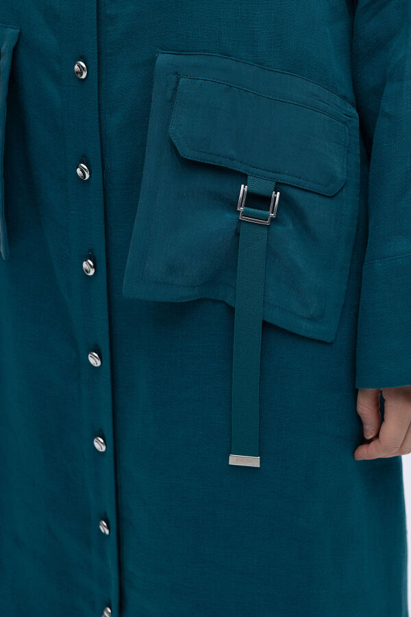 Düğmeli Uzun Keten Kap North Sea - 3