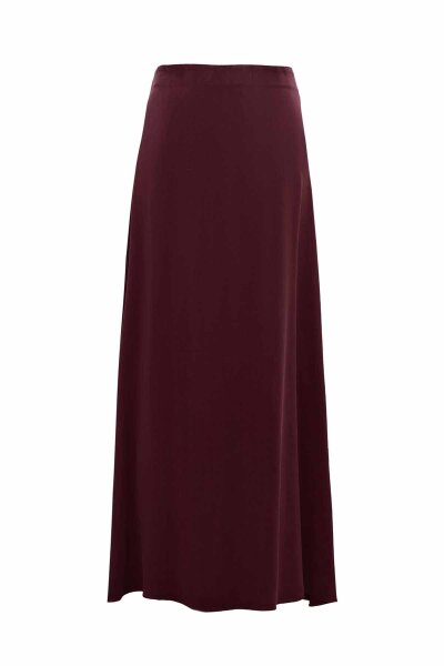 T26K-2005 Düz Kesim Cupro Etek PLUM - 2