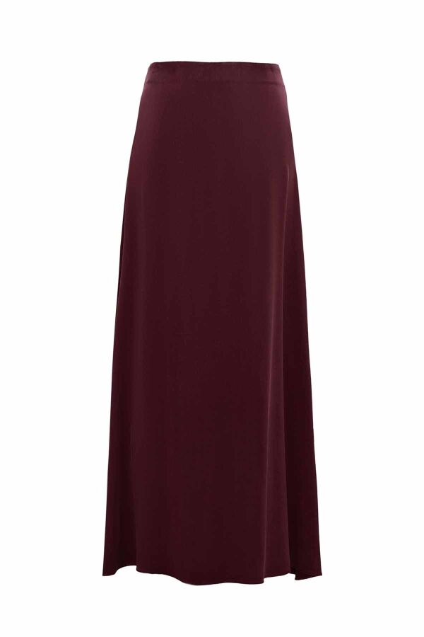 T26K-2005 Düz Kesim Cupro Etek PLUM - 2