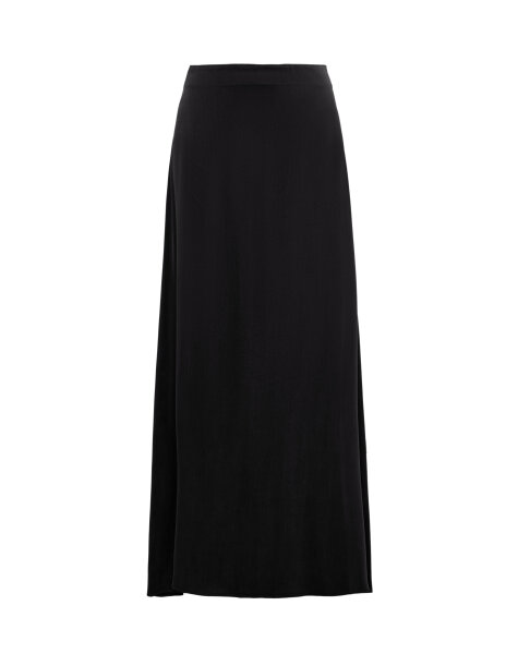 T26K-2005 Düz Kesim Cupro Etek BLACK - MISS DALIDA (1)