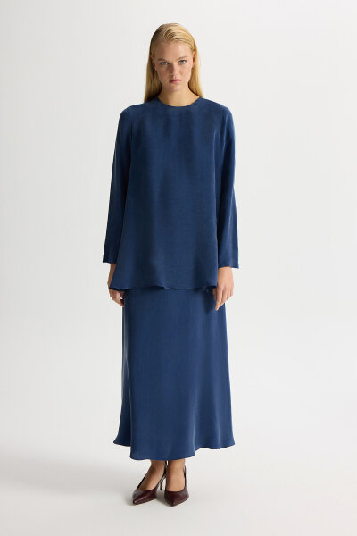 Solid Color Cupro Skirt 