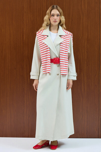 Solid Color Denim Trench Coat - MISS DALIDA (1)