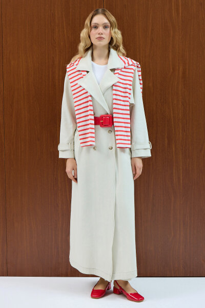 Solid Color Denim Trench Coat - MISS DALIDA