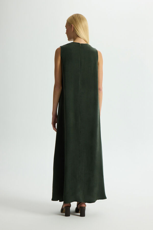 Solid Color Sleeveless Cupro Dress - 2