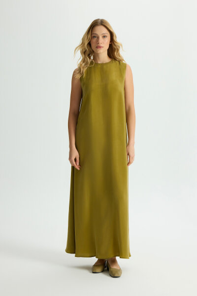 Solid Color Sleeveless Cupro Dress - 2