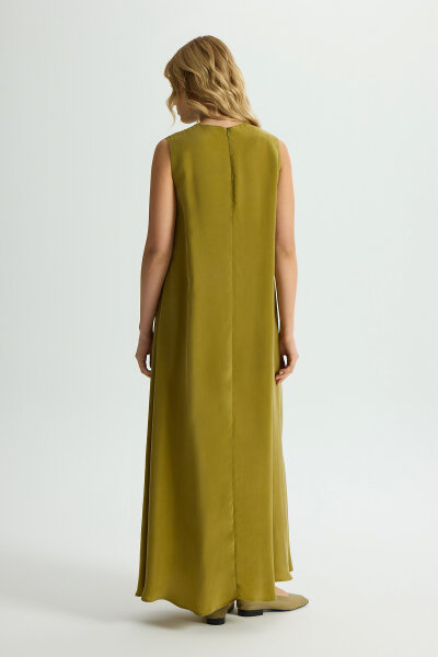 Solid Color Sleeveless Cupro Dress - 4