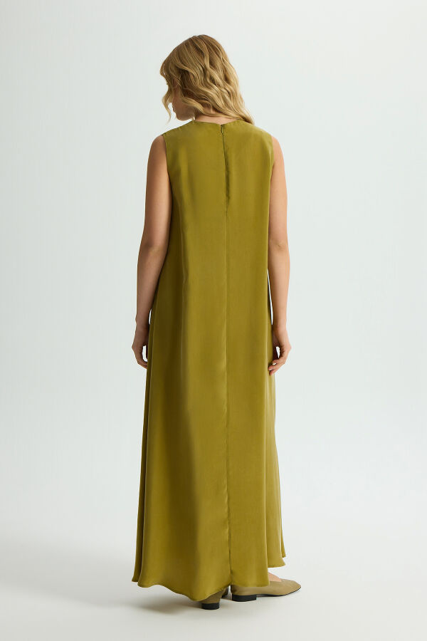 Solid Color Sleeveless Cupro Dress - 4