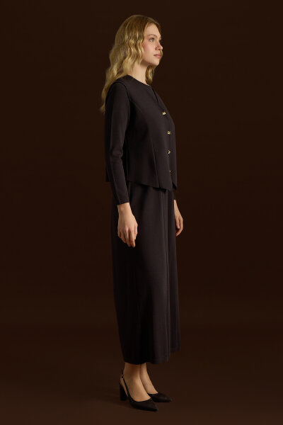 Düz Renk Rahat Kalıp Elbise Kahverengi - MISS DALIDA (1)