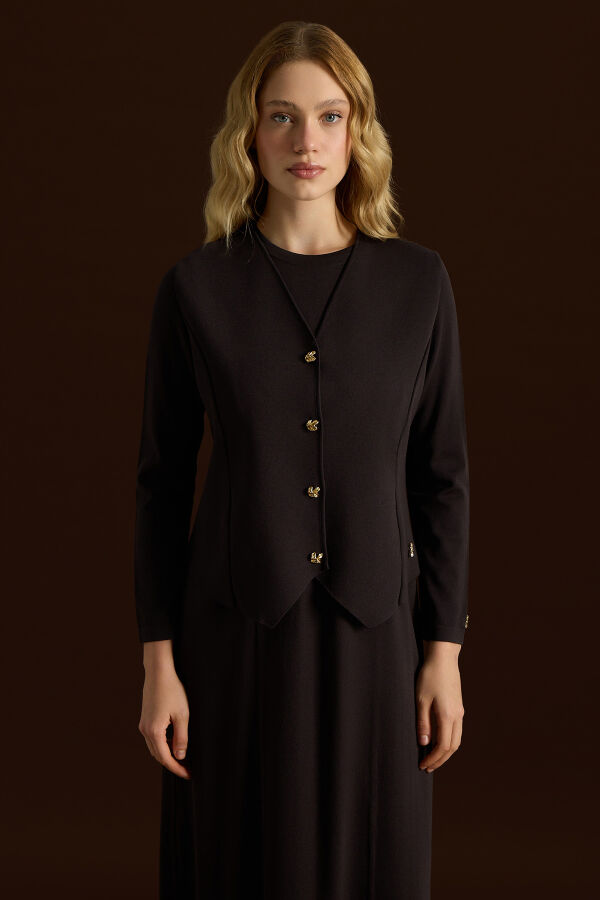 Düz Renk Rahat Kalıp Elbise Kahverengi - 3