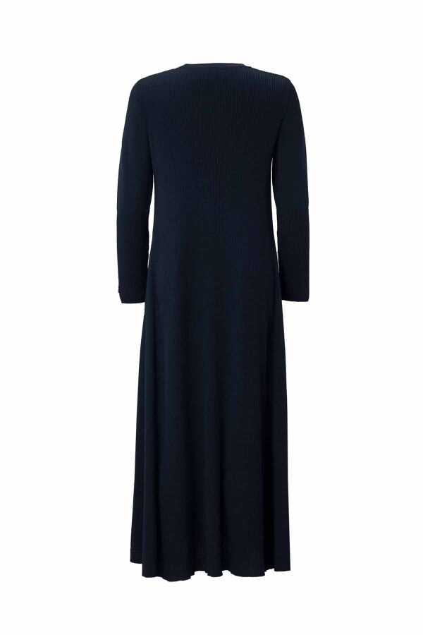 T26K-4009 Düz Renk Rahat Kesim Triko Elbise OASI-DARK NAVY - 2