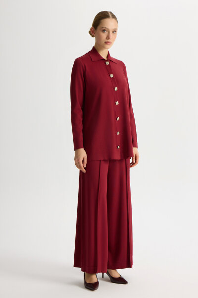 Düz Renk Triko Pantolon Etek Cherry - MISS DALIDA (1)