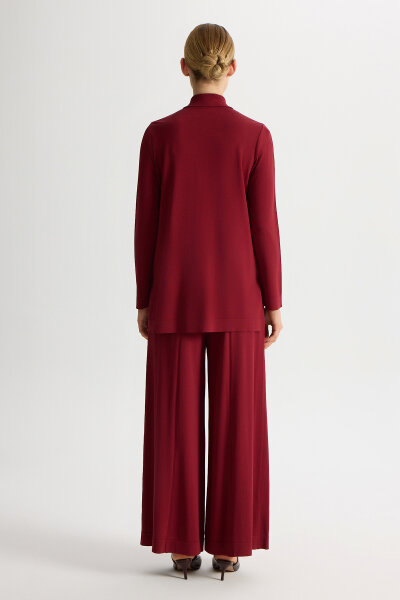 Düz Renk Triko Pantolon Etek Cherry - 3