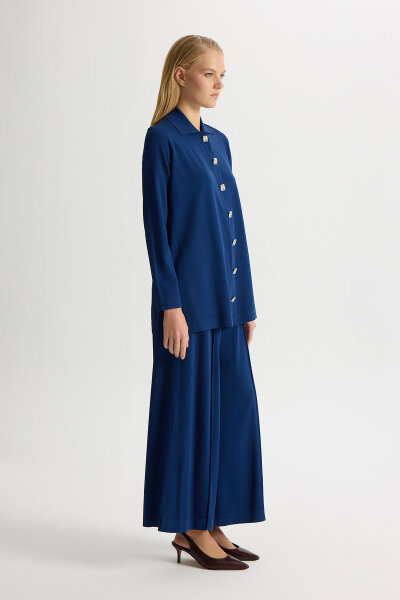 Düz Renk Triko Pantolon Etek Navy - MISS DALIDA