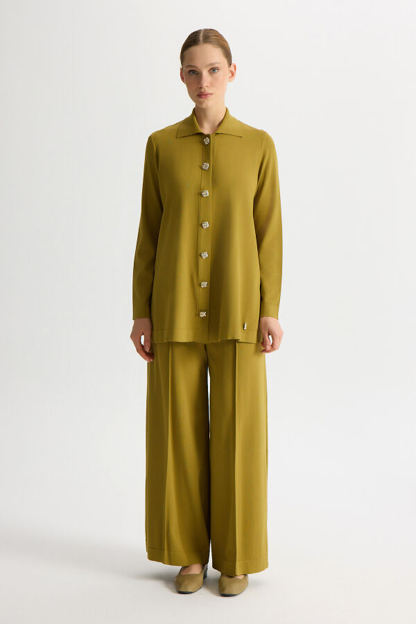 Düz Renk Triko Pantolon Etek Amber - 1