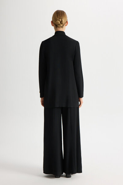 Düz Renk Triko Pantolon Etek Siyah - 3