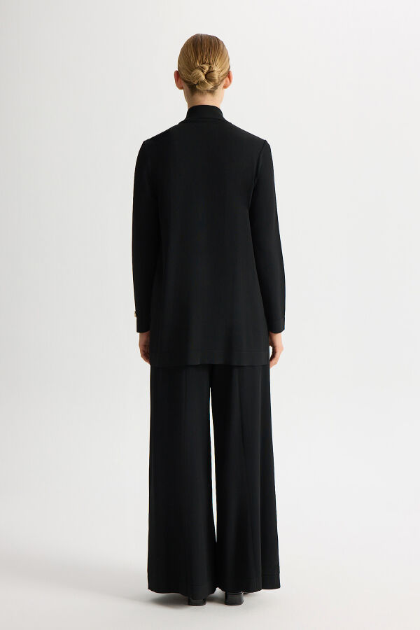 Düz Renk Triko Pantolon Etek Siyah - 3