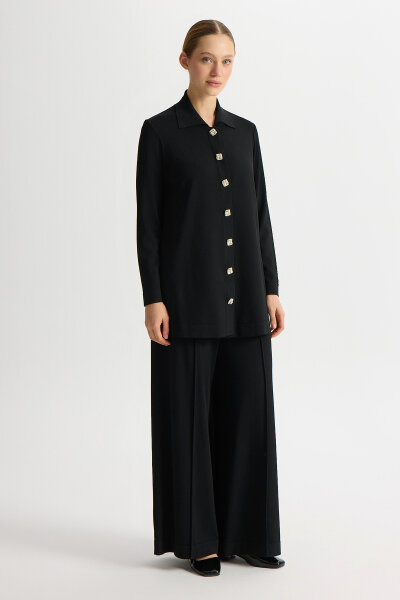 Düz Renk Triko Pantolon Etek Siyah - MISS DALIDA (1)