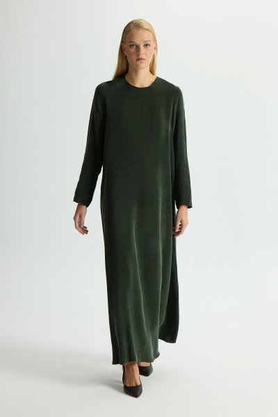 Solid Color Long Sleeve Cupro Dress - MISS DALIDA (1)