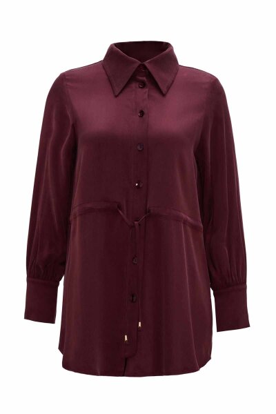 Elastic Waist Cupro Bordeaux Shirt - MISS DALIDA