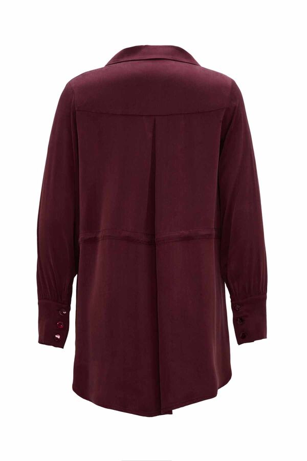 Elastic Waist Cupro Bordeaux Shirt - 2