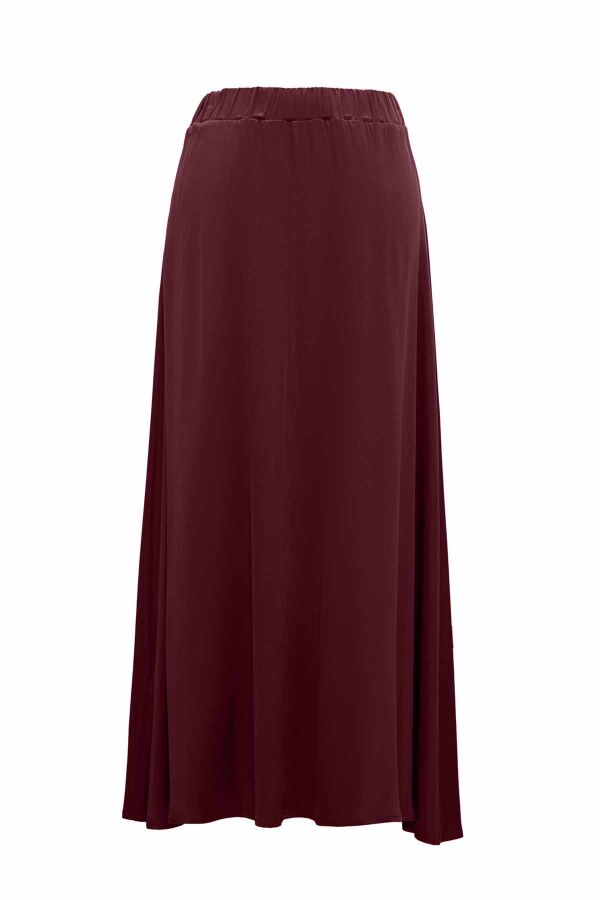 Elastic Waist Cupro Burgundy Skirt - 2