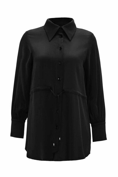 Elastic Waist Cupro Black Shirt - MISS DALIDA