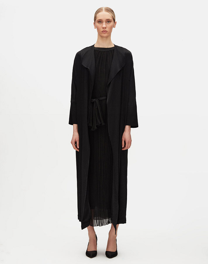 Elegant Long Jacket with Sheer Back - 1