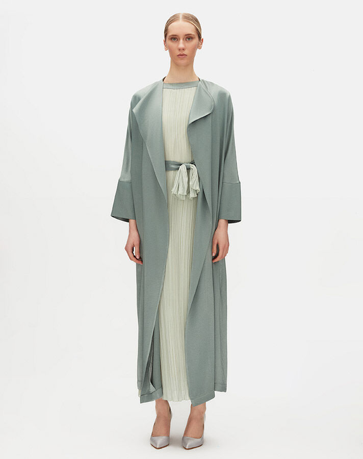 Elegant Long Jacket with Sheer Back - 5