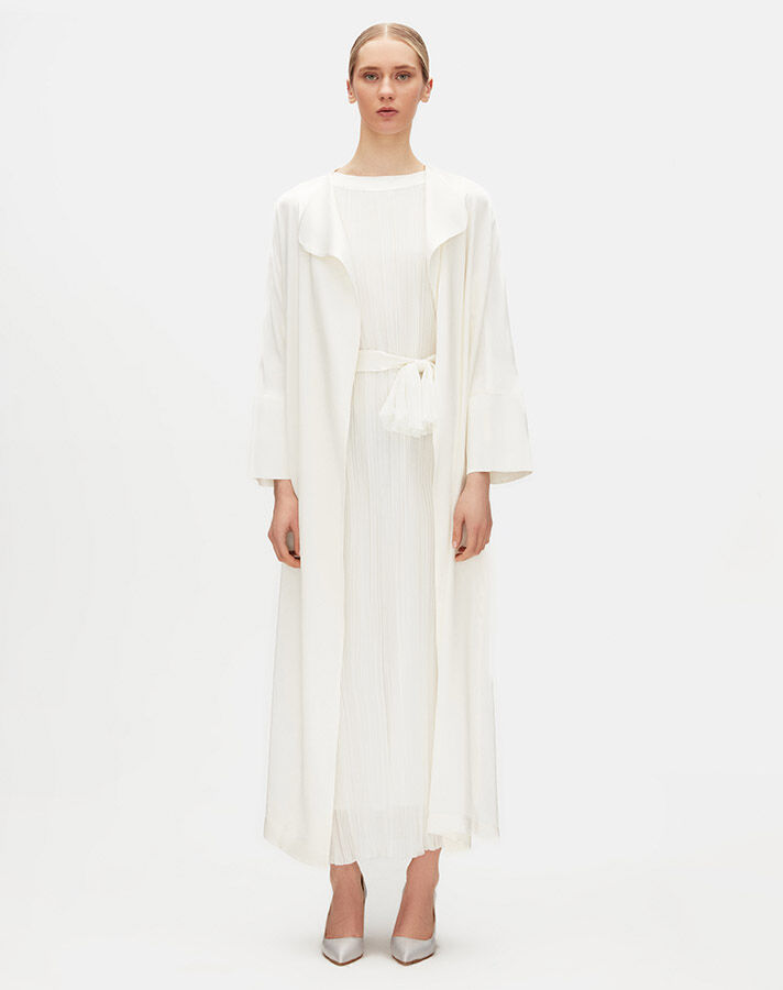 Elegant Long Jacket with Sheer Back - 7