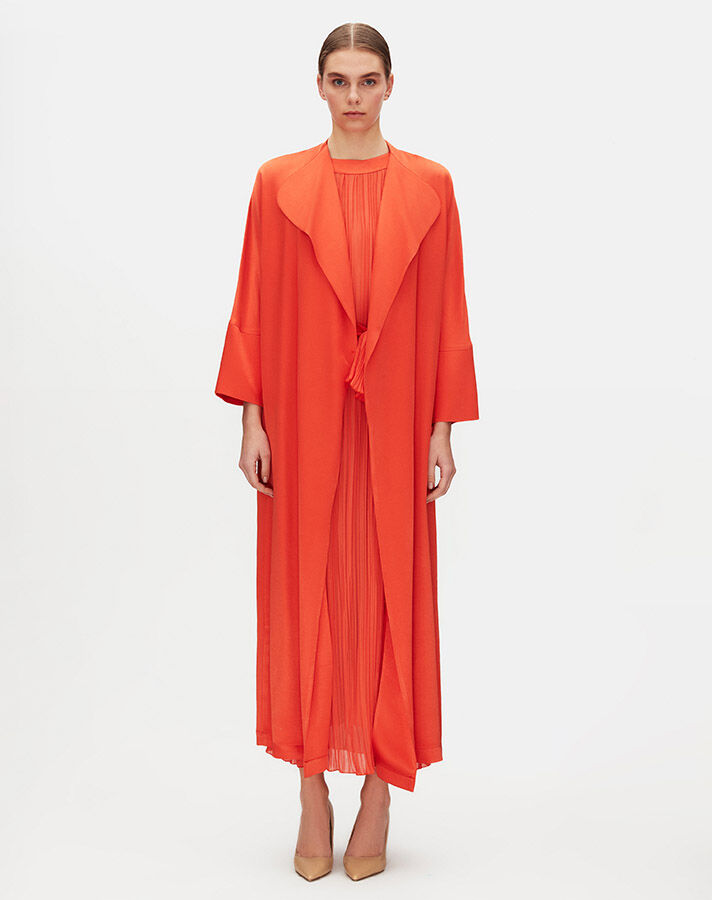 Elegant Long Jacket with Sheer Back - 15