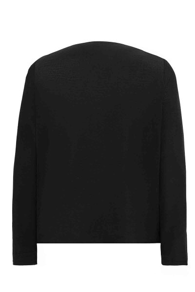 Eyelet Detailed Plain Black Tunic - 2