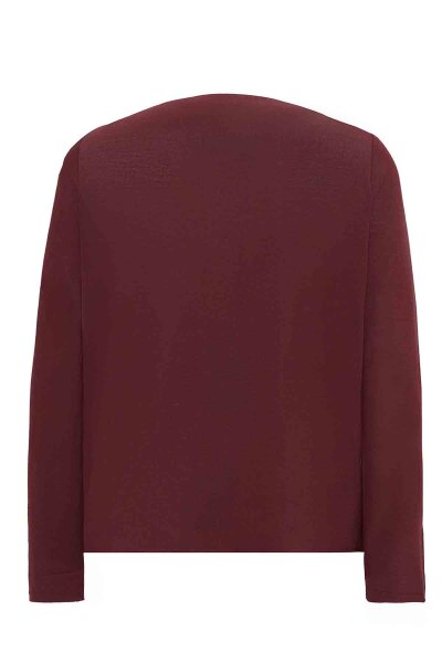 Eyelet Detailed Plain Burgundy Tunic - 2