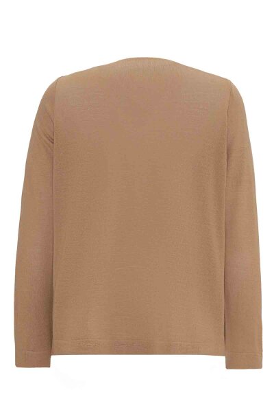 Eyelet Detailed Plain Camel Tunic - 2