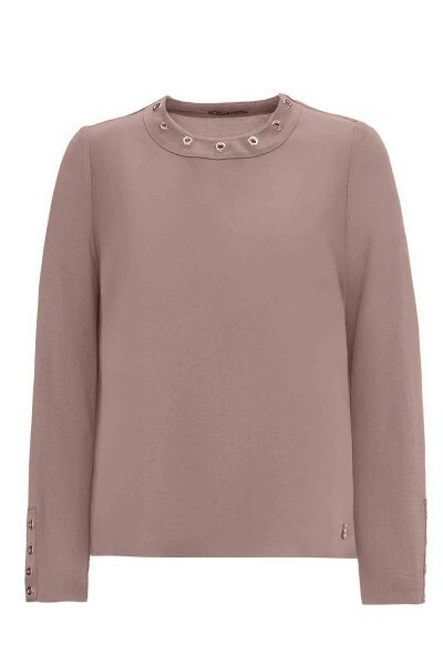Eyelet Detailed Plain Mink Tunic - 1