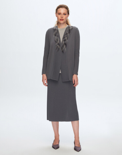 T24K-9028 Felt Detailed Cardigan - 2