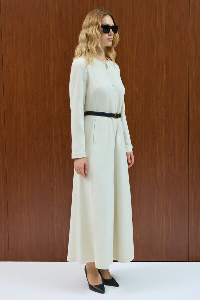 Denim Overall Dress with Zipper Detail - 2