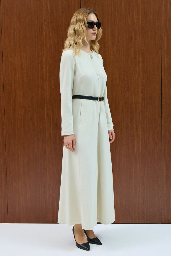 Denim Overall Dress with Zipper Detail - 2