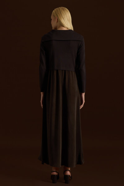 Zipper Detailed High Collar Cupro Dress 