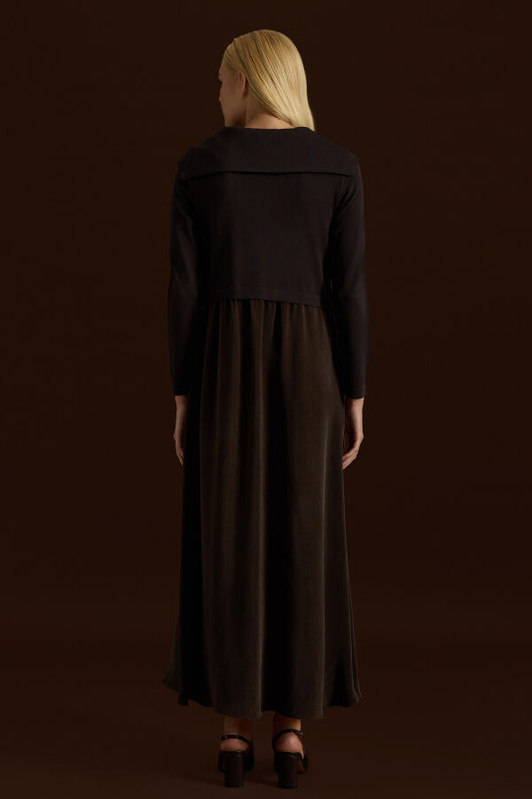 Zipper Detailed High Collar Cupro Dress - 1