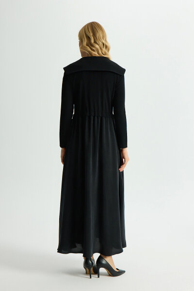 Zipper Detailed High Collar Cupro Dress - 4