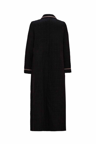 T26K-8009 Fermuarlı Uzun Tüvit Ceket BLACK - 2